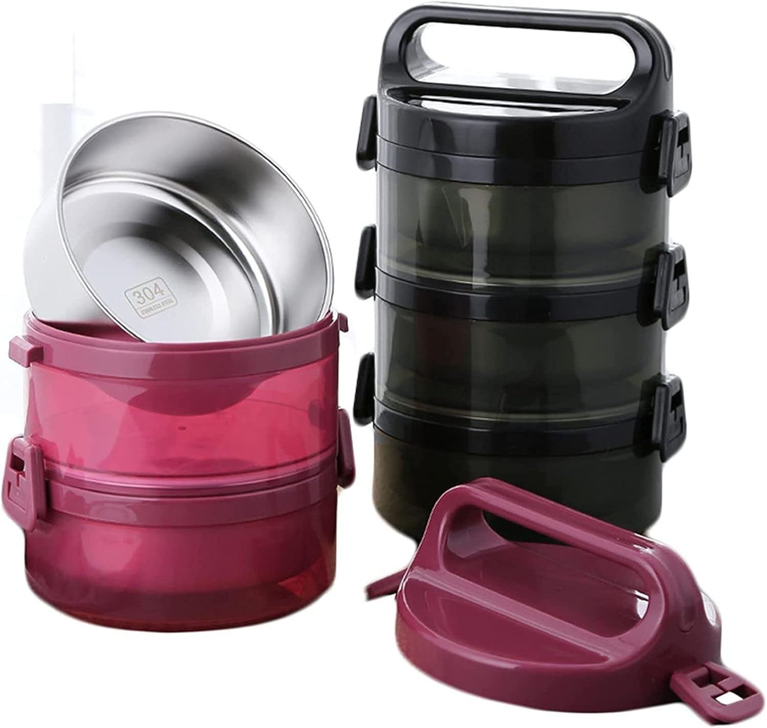 弁当箱 ランチボックス スープジャー お弁当箱 大容量 304 ステンレス 弁当箱 べんとう箱 漏れ防止 弁当箱 女性 1段 2段 3段 4段 弁当箱 ランチジャー ハンドル付き お弁当用 運動会 ピ