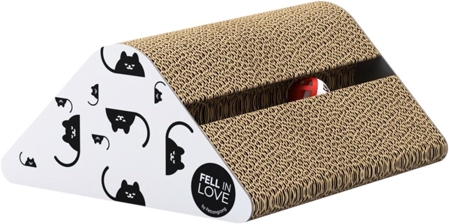 三角形の猫スクラッチャー 2 つのベルのおもちゃ付き、家具を保護する両面猫スクラッチャー 屋内猫用足..