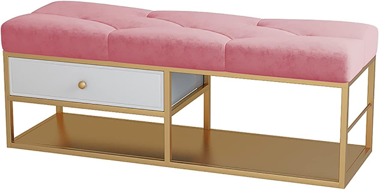 玄関靴ベンチ 収納ベンチ ベッドベンチの端 80CM ノルディックシューズスツール 引き出し付き シンプル..