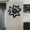 大きな不規則な形の装飾的な壁のクォーツ時計、居間のカフェの背景の壁のための錬鉄のサイレント非カチカチの壁時計、黒、45.5 * 44CM