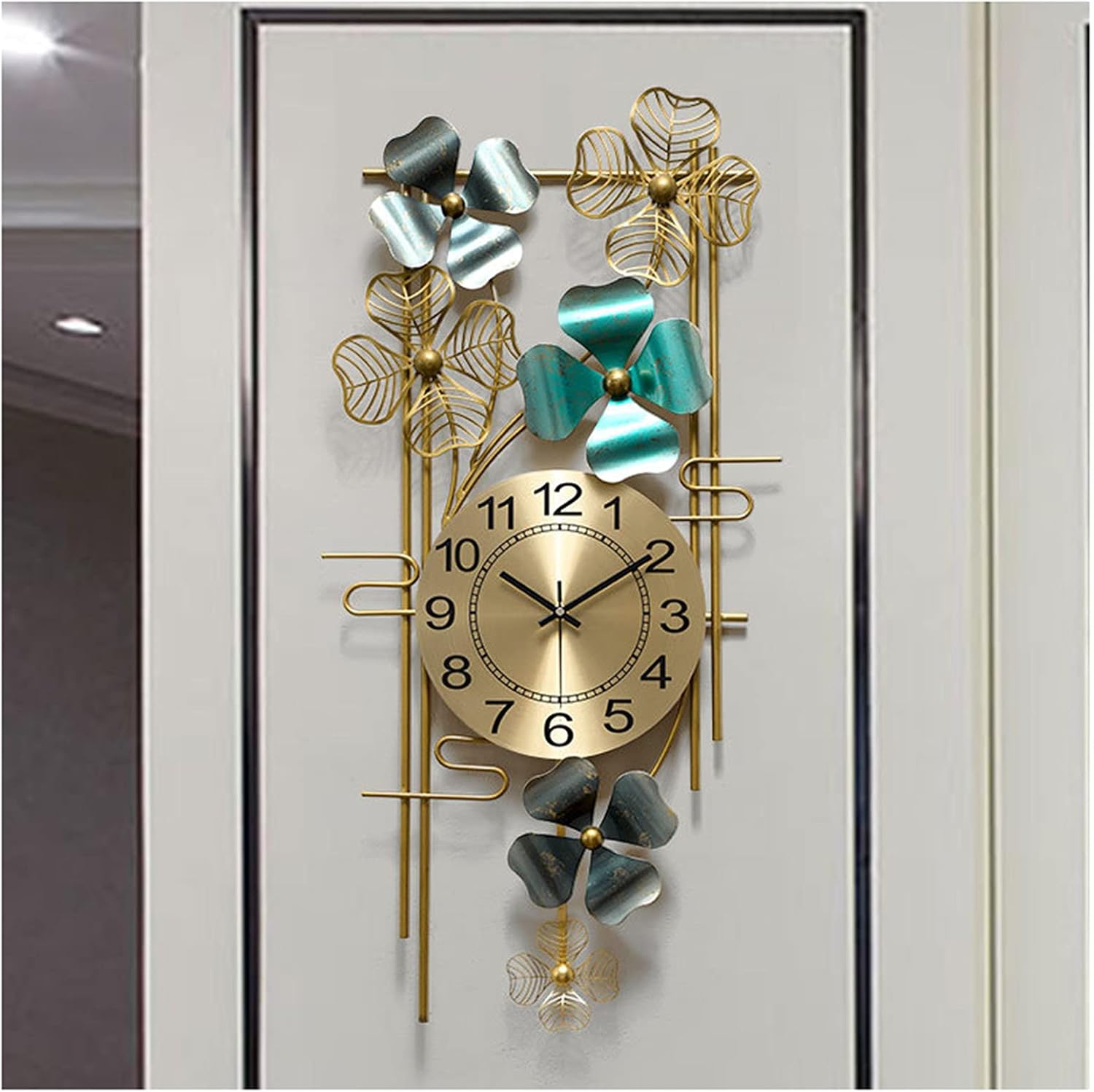 リビングルームとホームオフィス用の大型サイレント鍛造鉄装飾壁掛け時計、壁掛け時計、カチカチ音を立てず、読みやすい電池式数字時計、40 * 81CM [2]