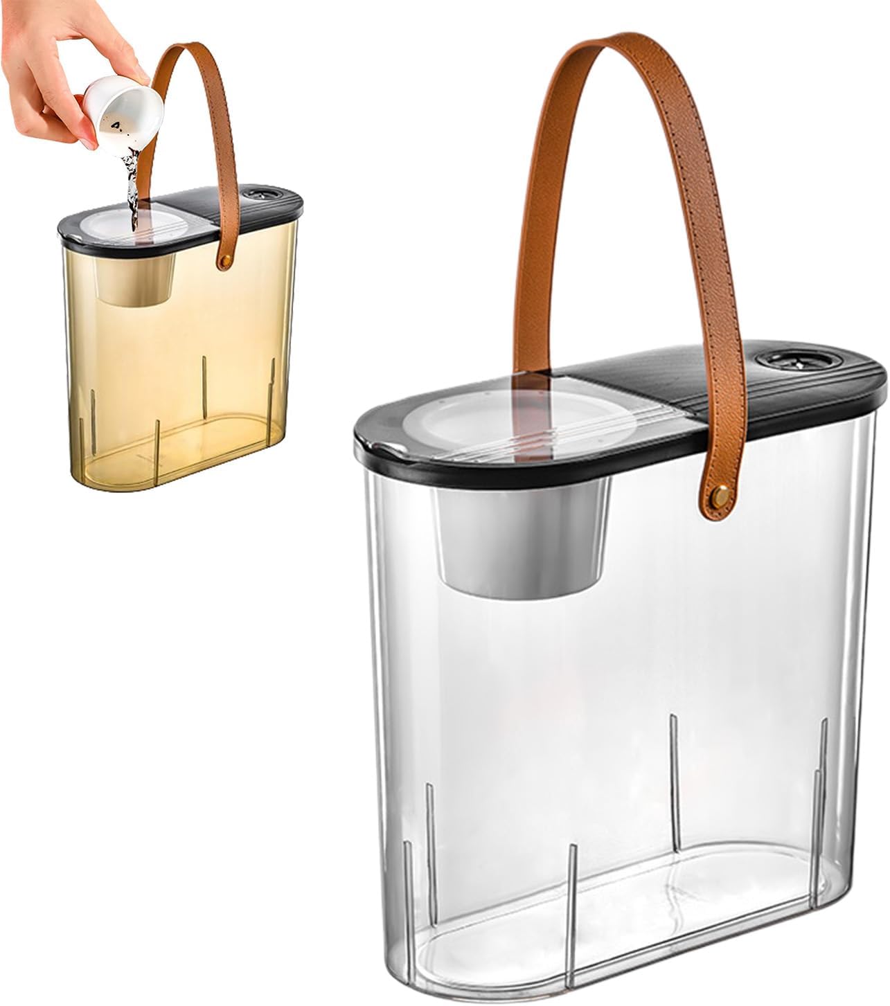 透明茶くずバケツ 大容量 家庭用 茶かすバケツ スリム ルーズリーフティー用ゴミ箱 フタ付き おしゃれ ..