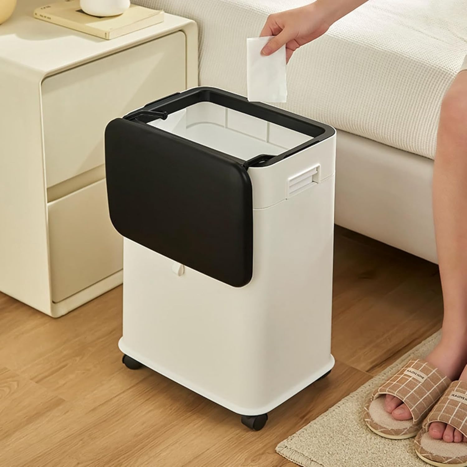 ゴミ箱 ふた付き 20L ダストボックス 角型 ごみ箱 スリム おしゃれ リフトアップ 抗菌 消臭 密閉 音無し 部屋 キッチン リビングルーム トイレ 浴室 オフィス用 プラスチック [3]