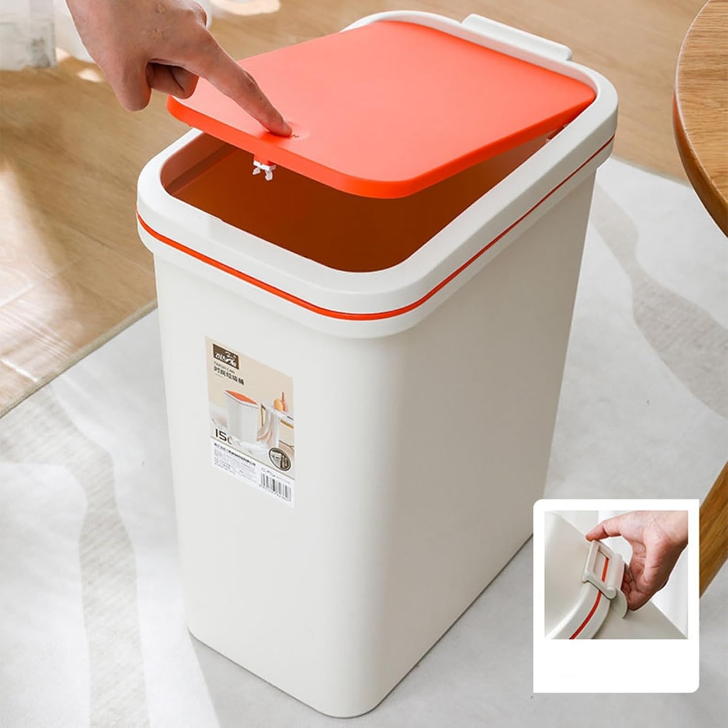 ゴミ箱 ふた付き 15L ダストボックス 角型 ごみ箱 スリム おしゃれ 抗菌 消臭 密閉 音無し 部屋 キッチン リビングルーム トイレ 浴室 オフィス用 プラスチック [3]