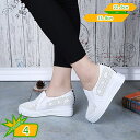 厚底 靴 ウェッジソール スニーカー スリッポン 白の靴 レディース ベルト 通気性 蒸れない スニーカー 女性 ウォーキング カジュアルシューズ 紐なし クラ...