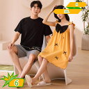 ルームウェア 上下セット 男女 レディース ルームワンピースメンズ セットアップ 夏 半袖 ネグリジェ 可愛い キャラクター 寝間着 ルームウエア ハーフパンツ...