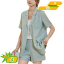 セットアップ レディース スーツ ジャケット ショートパンツ 2点セット 半袖 夏服 大きいサイズ 着痩せ 通勤 薄手 女性 事務服 お出かけ ファッション ハーフパンツ スタイリッシュ パンツスーツ セレモニー 面接 gotofunny