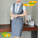 スカートスーツ レディース セットアップ フォーマルスーツ OL ベストスーツ お洒落 出勤服 可愛い カジュアル 入学式 スーツ ママ セレモニースーツ 3点セット 半袖 シャツ 上下セット 大きいサイズ 婦人服 gotofunny(4)