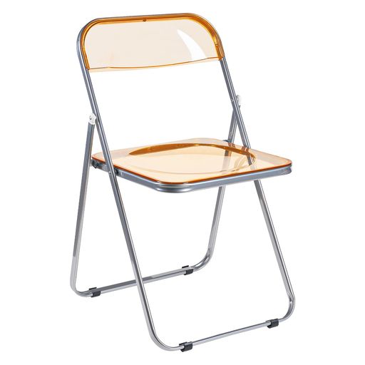 VECELO折りたたみチェア透明折り畳み背もたれ軽量持ち運び完成品会議ワークイベント座面高46cm耐荷重100kgアクリルブラウン