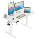 VECELO昇降式デスク電動スタンディングデスクオフィスワークテーブル幅120x奥行60x高さ70.5-113cm高さメモリー機能テレワークオフィスデスク在宅ワークシンプルホワイト(3)