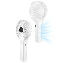 HOMLITハンディファン新ハンドル送風強力送風静音LEDデジタル表示風量5段階調整6H連続使用可能ストラップ付き旅行/通勤/オフィス用小型携帯扇風機(ホワイト)