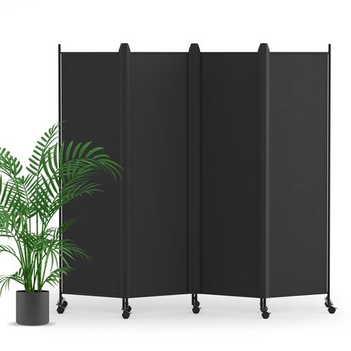 KELIXUパーテーション間仕切り4連自立式カバーストリップ付き衝立キャスター付き高さ1.78mx幅2.24m布タイプ折りたたみ仕切りパネル軽量クロスパーテーション目隠し屏風おしゃれ組み立て簡…