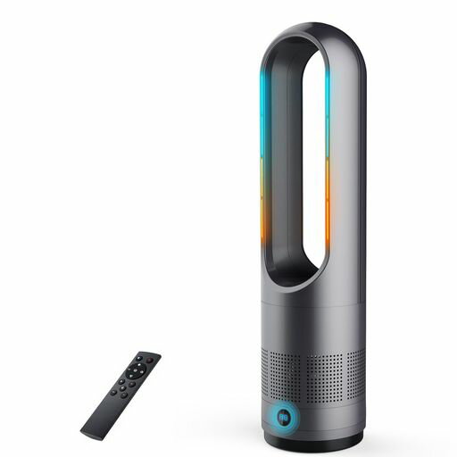 扇風機羽なしタワーファン【2025冷暖兼用・羽根無し】8段階送風&3段階温風切替左右100°首振り9Hタイマー機能温風冷風広範囲送風羽根なしリビング扇風機強力送風大風量リモコン付暖風送…