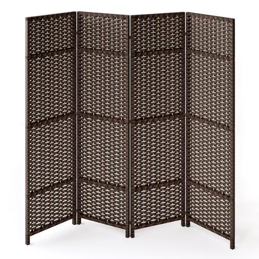 パーテーション4連衝立部屋仕切り折りたたみ幅161x奥行2x高さ148cm軽量組立不要コンパクト収納完成品ブ..