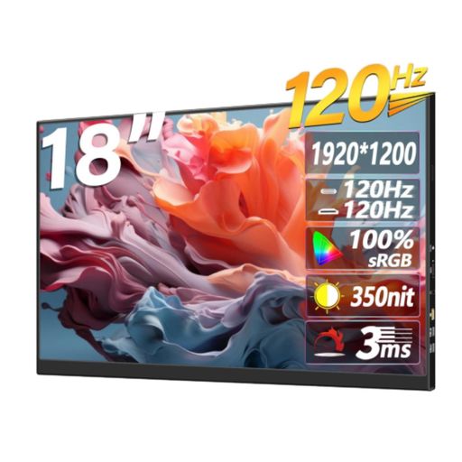 ポータブルモニター、18インチHDポータブルラップトップモニター、デュアルスピーカー内蔵、コンピューターゲームディスプレイコンピューター用ラップトップモニター携帯電話PSコンソ…