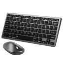 【マルチペアリング・2.4GHzとBLuetooth5.0】ワイヤレスキーボードマウスセット4台まで同時コンパクト充電式US配列薄型軽量ブルートゥースwindows/ios/android対応無線(グレー)(2)