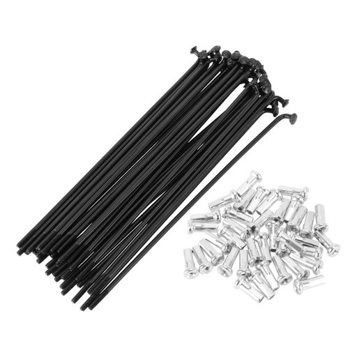 BULLSPANNスポーク自転車スポークスチール#14(2mm)Jベンド199mm36本入ブラック炭素鋼ニップル付き高強度耐久性(4)