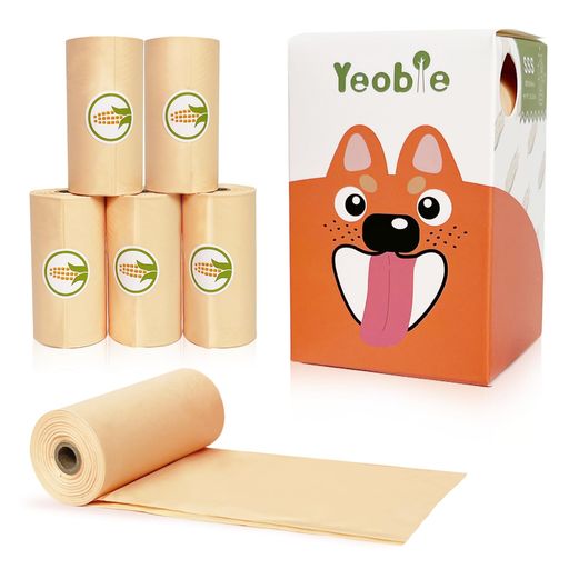 YEOBLEEU認証生分解性犬用うんち袋猫うんち袋植物由来・無香料・環境に優しいエコ袋犬用うんち袋オールサイズ23x33cm|プラスチック不使用・使い捨てタイプ60枚(6ロール)
