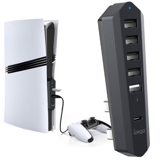 【ipega新登場PS5Pro対応】PS5Slim用HUBPS5Slim用USB拡張ハブUSBマルチハブ本体一体型6ポート高速拡張U..