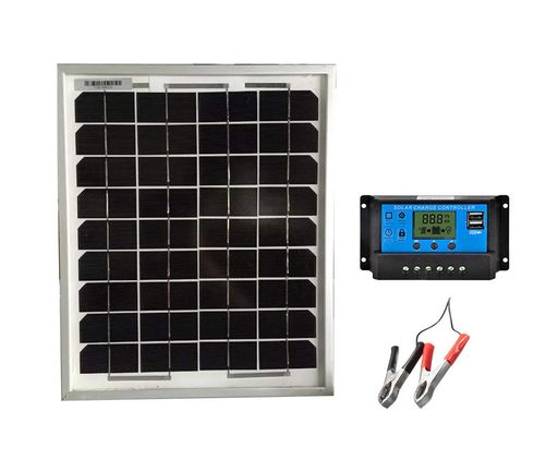 SAYA12vバッテリーへ充電用10Wソーラーパネル1枚10A12v/24vコントローラーつき