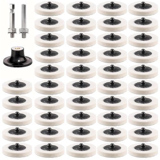 STEBRUAMポリッシャバフ45枚セット50mm羊毛フェルトバフ電動ドリルバフ研磨バフ車金属磨き用バフ