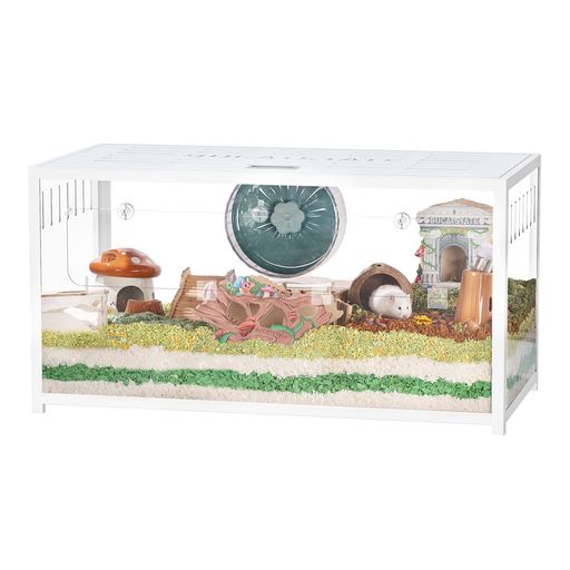 BUCATSTATEハムスターメタル製100cmケージ飼育ケージクリアケージ透明水槽タイプ2つ扉フロントドア最適化組み立て簡単耐久性安定感おしゃれ大型サイズゴールデンハムスターキンクマハリ…