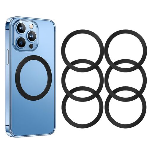 SisyphyマグネットリングMagsafe対応/マグセーフワイヤレス充電磁気増強メタルユニバーサルスマホリング/iPhone1615シリーズ対応・Galaxyシリーズ・Android全機種対応(6個入・ブラック)