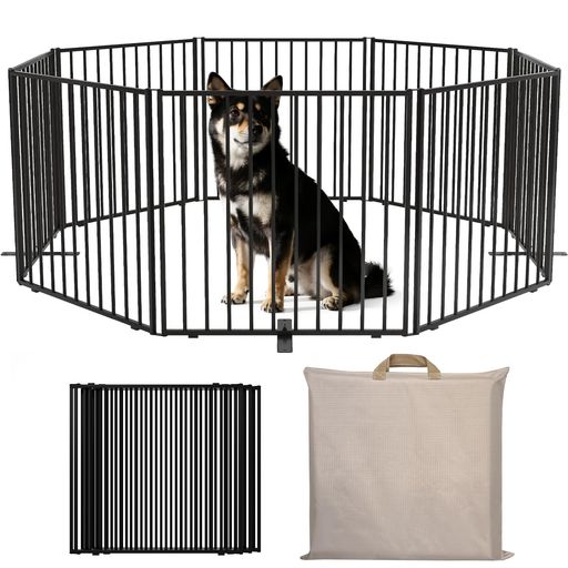 U-YocanPetペットゲート置くだけ小型ペットサークル折りたたみ犬サークルペットフェンススチール製犬ゲ..