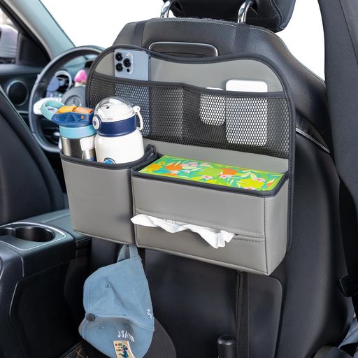 Sanccaral車載レザーシートバックポケットティッシュホルダーペットボトル収納多機能ヘッドレスト対応..