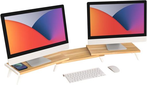 LOUKINモニタースタンドモニター台卓上パソコン台卓上pc台ディスプレイ台机上ラックモニター台木製デュ..