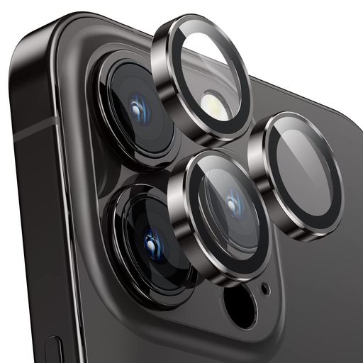 カメラフィルムIPHONE14PRO/14PROMAX用カメラカバー9Hガラスアルミ合金製カメラ保護キズ防止耐衝撃高透過率アイフォン14プロ/14プロマックス用カメラレンズカバースペースブラック