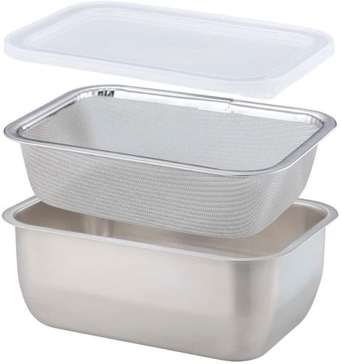 下村企販保存容器ヨーグルトの水切りバット【日本製】ステンレスで衛生的お手入れ簡単1パック(450g)入るコンパクト健康豆腐野菜お菓子作り製菓39523燕三条ギフ...