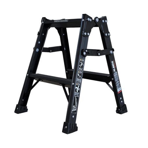 Stepladders - 【ブラック脚立】アルインコxGranGear2段はしご兼用BPRS-60軽量折り畳み幅広ステップ滑り止め付き|おしゃれな2WAY脚立