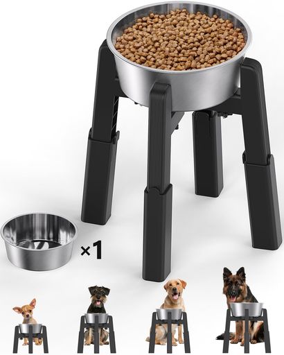 JUNSPOW昇降式ペットボウルスタンド【ステンレスボウル付き】犬水飲みフードボウル餌入れ食器台ご飯台..