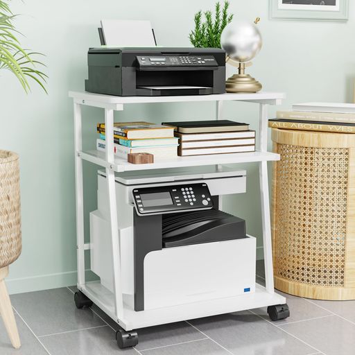 YASICAプリンター台プリンターラックサイドワゴンコピー機置き台3段収納棚キャスター付きオーディオラ..