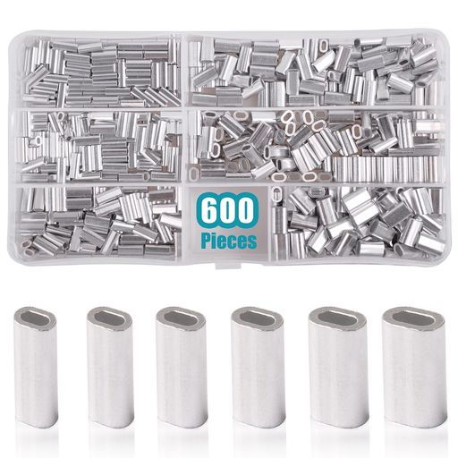 ワイヤーロープスリーブワイヤースリーブアルミオーバル圧着スリーブ釣りワイヤー仕掛け自作600個セッ..