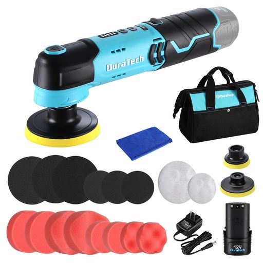 Duratech電動ポリッシャー充電式ポリッシャーコードレス12V5段階調速3000RPM1500mAh大容量リチウムイオ..