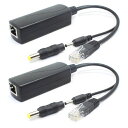 ANVISION2パック5VPoEスプリッター、48Vから5V2.4Aアダプター、プラグ3.5mmx1.35mm、5.5mmx2.1mmコネクター、IEEE802.3af準拠、IPカメラ用など