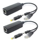 ANVISION2パック5VギガビットPoEスプリッター、48Vから5V2.4Aアダプター、プラグ3.5mmx1.35mm、5.5mmx2.1mmコネクター、IEEE802.3af準拠、IPカメラなど