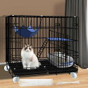 Athvcht猫ケージ猫用ケージ猫ハウス室内用猫のゲージサイズ:65x68X49cm(高さ65cm)大きめ動物ケージ大型猫用ケージ多頭飼い猫折り畳み式移動便利組立簡単取り外し可能なペット用品室内飼い快…