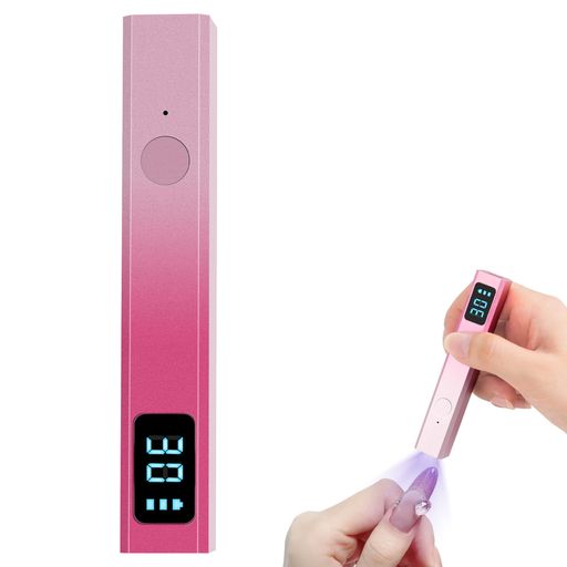 ネイルライトネイルドライヤー4個LED8W金属製グラデーションピンクコードレスUVライト大容量バッテリー..