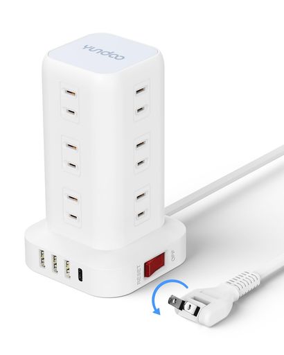 YUNDOOタワー型電源タップ延長コード2musbコンセント12ACコンセント+4USBコンセントタワーたこあしコン..