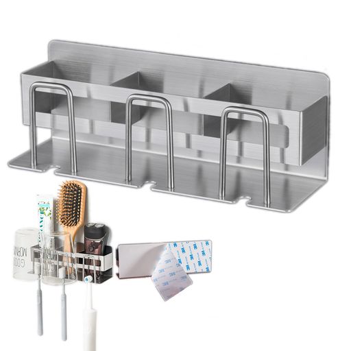 歯ブラシホルダー3M粘着歯ブラシスタンド歯ブラシ立て歯磨き粉電動歯ブラシ3人用歯ブラシスタンド防錆..