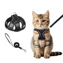 LESYPET猫用ハーネスとリードのセット、脱走防止調節可能なハーネスとリード、屋外散歩用のハーネス、小型犬、中型・大型猫、ウサギ用、ブラックXXSサイズ