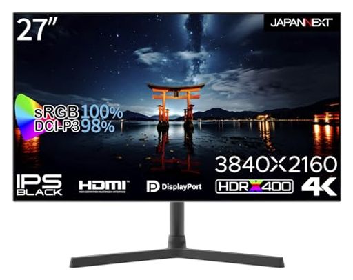 JAPANNEXT27インチモニター4KUHD3840x2160解像度IPSBLACKディスプレイ(HDMI/DisplayPort/スピーカー内蔵/VESA対応/ブルーライトカット)JN-27IPSB4FLUHDR