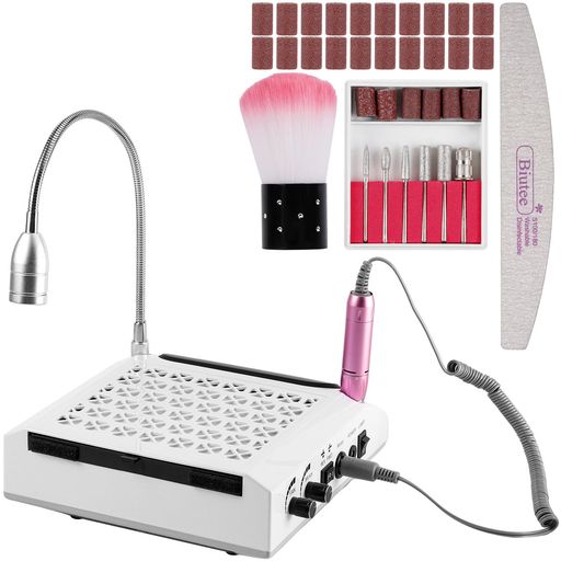 4in1ネイル集塵機ネイルダスト集塵機ネイルダストコレクターネイルマシンネイルダスト対策ネイルドリルネイルマシーン80WAC100-240V4500rpm回転数マット付き手首が保護でき6個ビット自宅サ…(4)