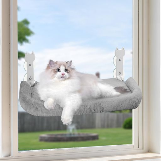 猫窓用ハンモック折りたたみ猫ベッド窓吸盤ねこベッドペットベッド窓両面で使用洗える組立簡単グレー猫窓ベッド吸盤式見晴らし日光浴登り用あらゆる季節に適しています耐荷重は最大…