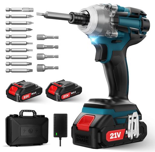 【2025新設計】インパクトドライバー【2000mAhバッテリー*2個】300N·m電動ドライバーインパクト充電式ブラシレスモーター採用無段変速・正逆転両用LEDライト14ビット本付き軽量小型インパ…