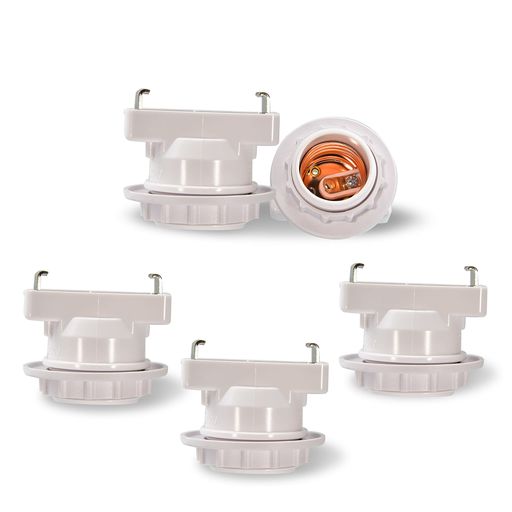 Uplight引き掛けシーリング用電球ソケットE26口金対応ランプソケット工事不要取り付け簡単角型引掛シーリングアダプター白い5個セット