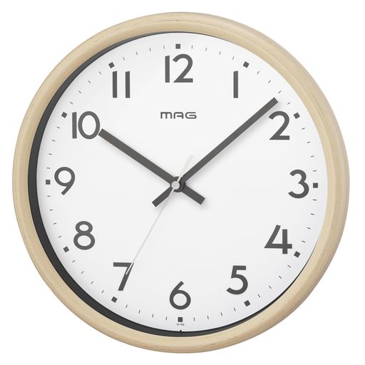 MAG(マグ)掛け時計壁掛け時計電波時計アナログかわいいおしゃれシンプルインテリア北欧木目調ウッディ直径27.8cm夜間秒針停止ナチュラルアイボリートルテW-768AIV-Zノア精密
